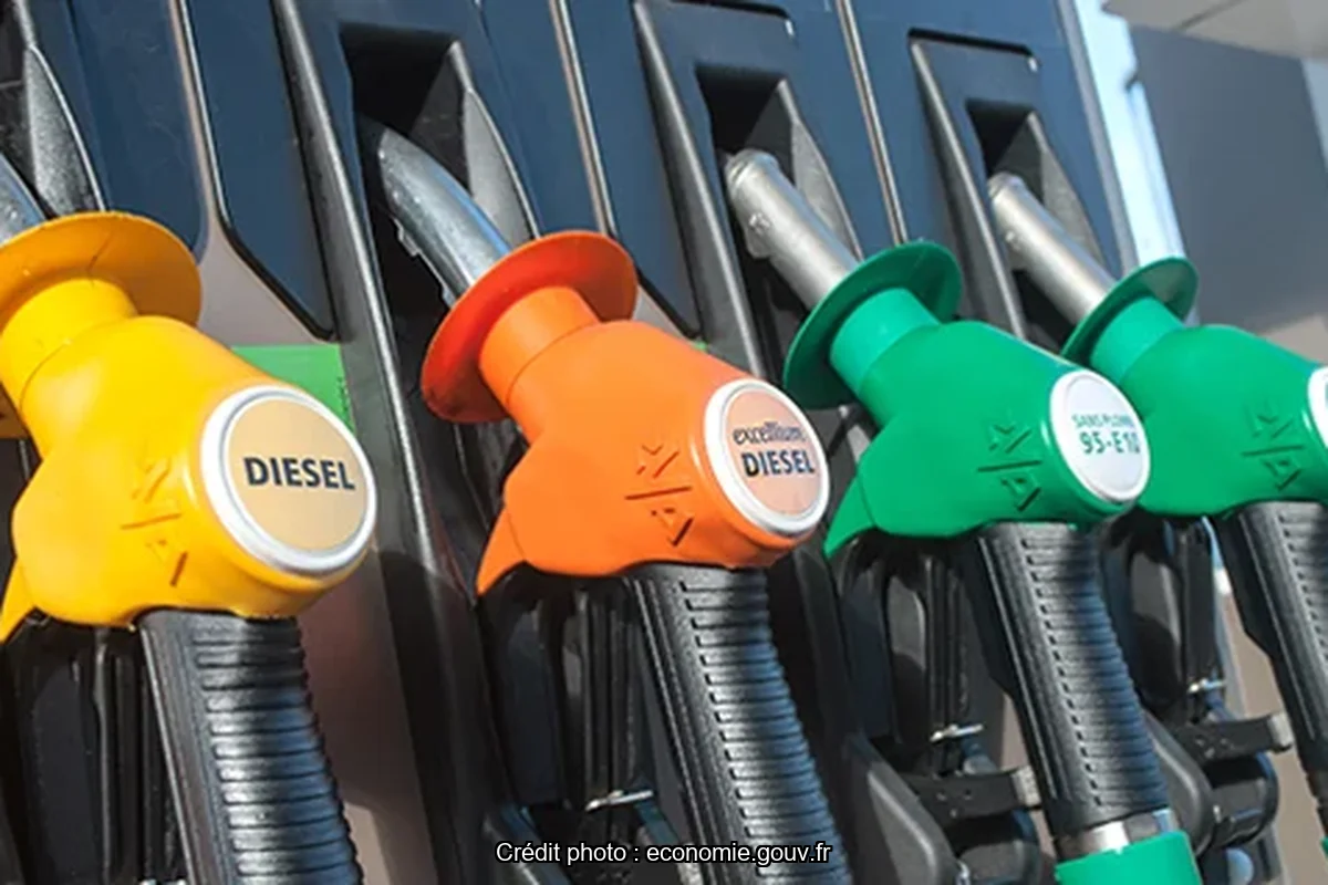 Pompes à essence diesel et sans plomb, illustration de la hausse du prix du carburant